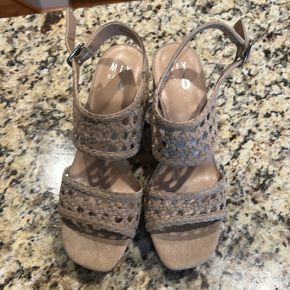 Taupe wedge sandals